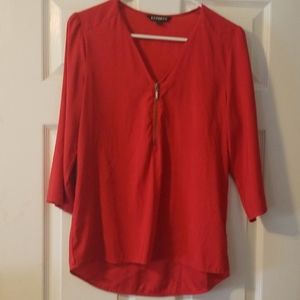 Express Red Silk Blouse